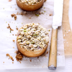 Rhubarb Flan Pistachio Crumble Tart