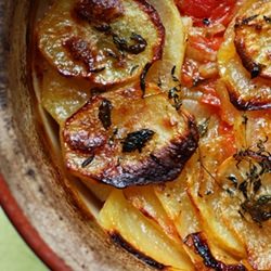 Potato, Tomato & Garlic Gratin