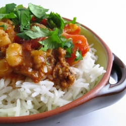 Chorizo & White Bean Stew over Rice