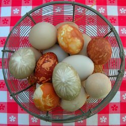 Food-dyed Easter eggs