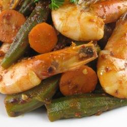 Stir-fry Okra with Shrimp in Sambal