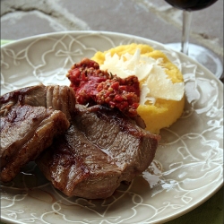 Lamb With Polenta & Red Pepper Past