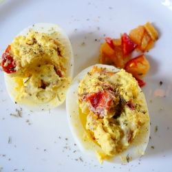 Roasted Red Pepper Deviled Eggs