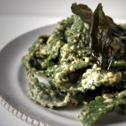 Fresh Spinach Pasta w/ Walnut Pesto