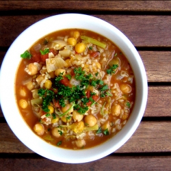 Chickpea, Rice & Pasta soup