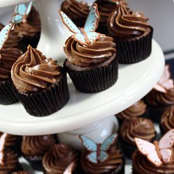 Chocolate Cupcakes with Butterflies