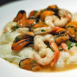 White Polenta with Seafood Ragout