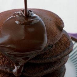 Chocolate Pancakes w/ Chocolate Sauce