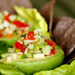 Gazpacho Filled Avocado