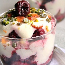 Almond Cake Trifle w/ Port Cherries