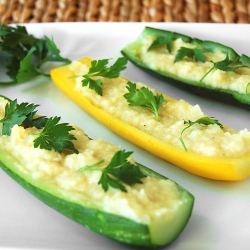 Zucchini Boats with Parsnip Purée