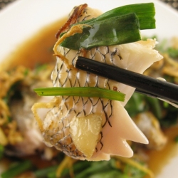 Steamed Black Sea Bass with Ginger