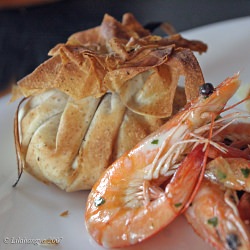 Prawn with Blue Cheese Filo Bags