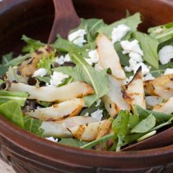 Grilled Pear & Dandelion Salad