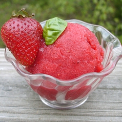 Strawberry Lemon Basil Sorbet