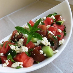 Watermelon, Cucumber, Kumato Salad