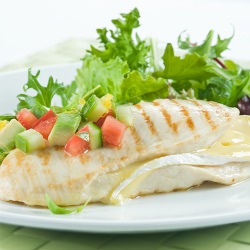 Camembert Chicken and Avocado Salsa