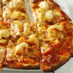 Shrimp Pizza with Red Pepper Pesto