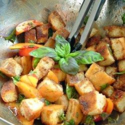 Peach-Basil-Balsamic Panzanella