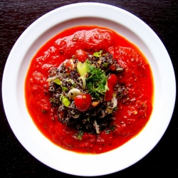 Black Quinoa, Red Pepper Puree