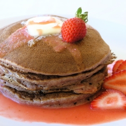 Strawberry-Coulis infused pancakes