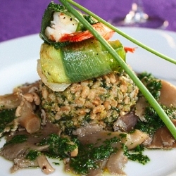 Spinach Farrotto with Mushrooms