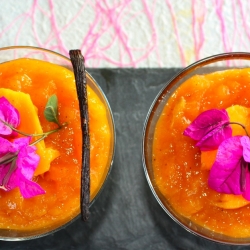 Yogurt Mousse with Mango Compote