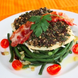 Halibut with Olives and Herb Crust