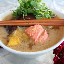 Curried Coconut Soup with Salmon