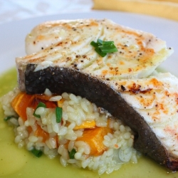 Bamboo Rice Risotto, Halibut