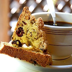 Cran-Pistachio Cornmeal Biscotti