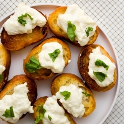 Garlic Toast with Ricotta + Basil