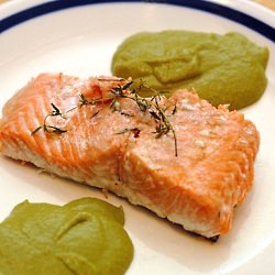 Thyme Salmon with Leek Coulis