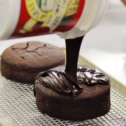 Icing a Valrhona Chocolate Cake