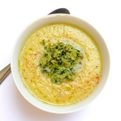 Pineapple Cucumber Soup with Pesto