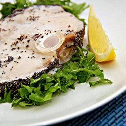 Swordfish in a Crust of Poppy Seeds