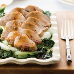 Caramel Pork Tenderloin on Bok Choy