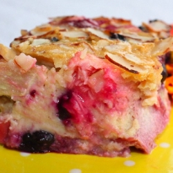 Blueberries, Rhubarb Clafoutis