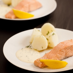 Poached salmon