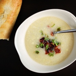 Corn Soup with Crisp Prosciutto