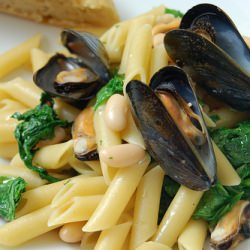 Pasta, Mussels, Beans, & Greens