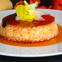 Creme Caramel with Pears