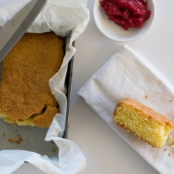 Polenta Cake & Rhubarb Compote