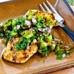 Grilled Halibut and Tomatillo Salsa