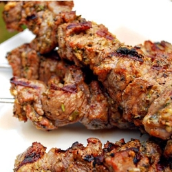 Lamb Kebabs and Greek Salad