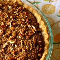 Pumpkin Pie With Pecan Topping