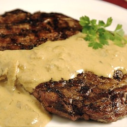 Ribeye with Onion Blue Cheese Sauce