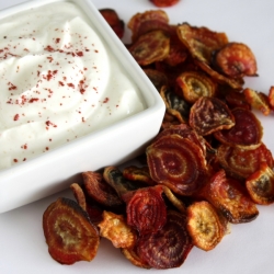 Beet Chips & Cumin Yogurt Dip