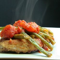 Breaded Pork Chops with Green Beans