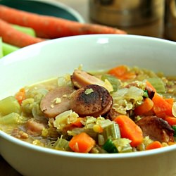 Lentil, Frankfurter and Bacon soup